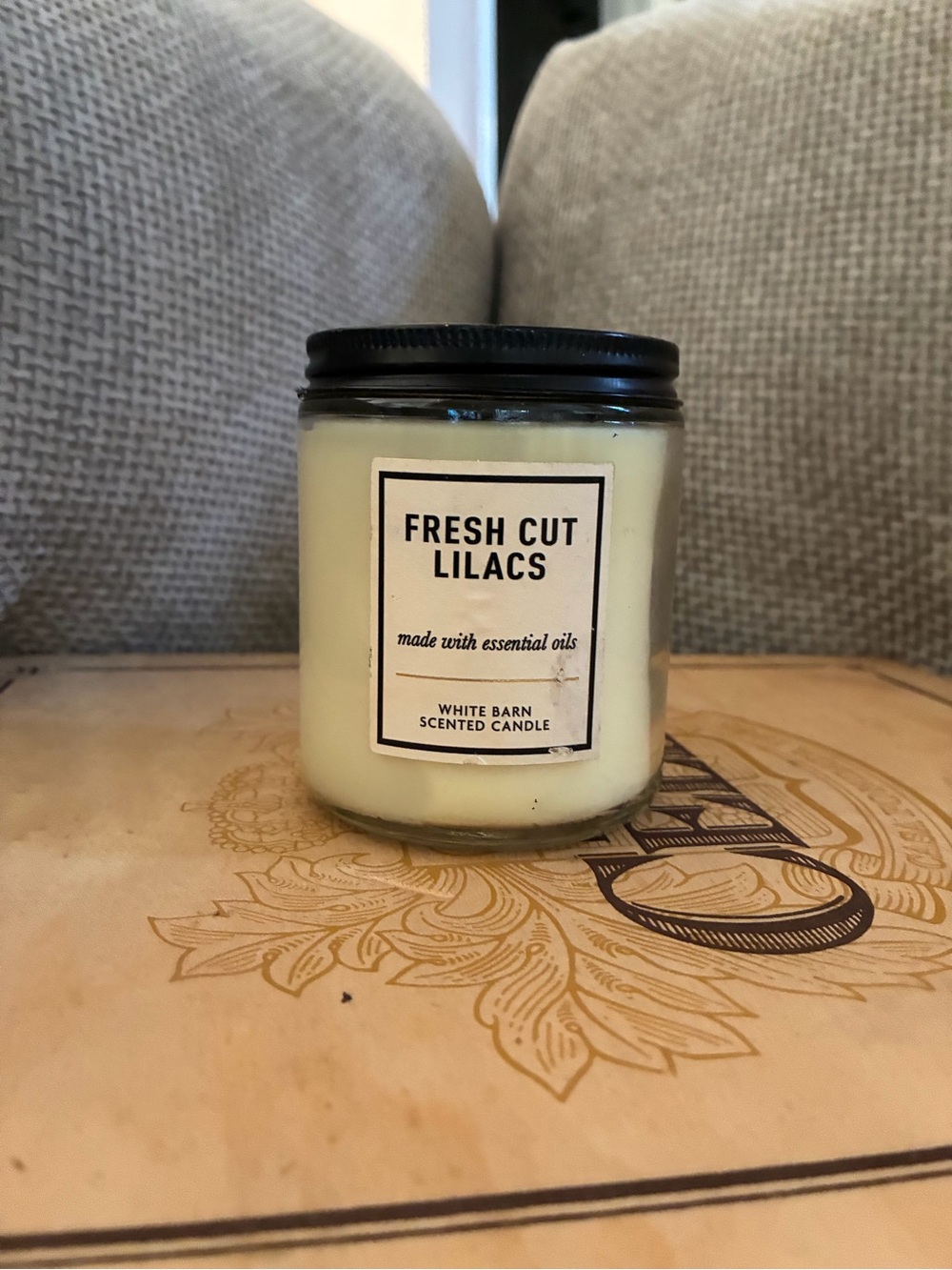 White Barn Fresh Cut Lilacs Candle in Cream Jar with Black Lid